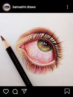 a pencil drawing of an eye with long eyelashes