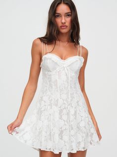 Kate Mini Dress — White White For Love And Lemons Dress, White Mini Dress Aesthetic, Mini White Lace Dress, White Mini Lace Dress, White Graduation Dresses, Bridal Era, Free People White Dress, White Lace Mini Dress, White Slip Dress