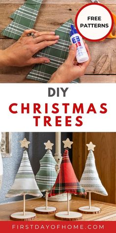 christmas trees with text overlay that says diy christmas trees