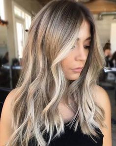 Image result for ash blonde balayage brown eyes. before after Blond Cenușiu, Blonde Hair Colour Shades, Hair Colour Design, Ash Blonde Hair Colour, Ash Blonde Balayage, Ash Blonde Hair, Hair Color Shades, Blonde Hair Looks