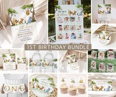 the first birthday bundle includes photos and cards