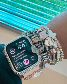 Apple Watch Jewelry Stack, Apple Watch Series 9, Bracelet With Apple Watch, Apple Watch Ideas, Cute Couple Text Messages, Colorful Bead Bracelets, Watch Ideas, Apple Watch Bracelets