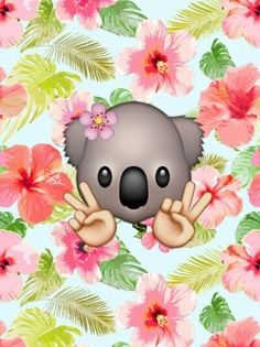 a koala bear with flowers on it's head