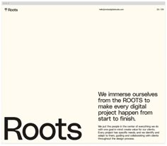 an ad for roots, with the caption'we immerse ourselves from the roots to make every digital project happen from start to finish