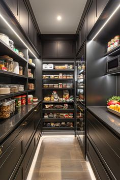 an empty pantry filled with lots of food