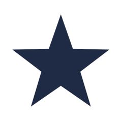 a blue and white star with one side facing the viewer, on a white background