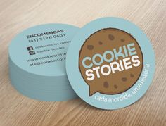 two business cards with cookie stories on them