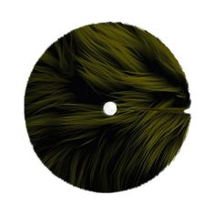 an image of the back side of a circular object with dark green hair on it