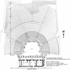 an architectural drawing shows the interior and floor plan for a theater, with seating areas on each side