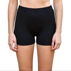 High Waisted Bike Shorts - Solid Black 2" Inseam These Cute Women’s Bike Shorts Are Made In Lightweight Jersey Knit Cloth, Making Them Super Comfortable, Soft And Breathable. A Spandex Blend Gives Extra Stretch, And They're Pocketless For A Smooth, Sleek Fit. Wear Them Out And About Or Just Lounging Around For A Cute Athleisure Look That Is On-Trend And Fashionable. More Colors Available! Matching Tops Available! Garment Measurements: S Waist 26” Rise 10” Inseam: 2” M Waist 28” Rise 10.5” Inseam Black Stretch Boxer Briefs With Built-in Shorts, Stretch Black Boxer Briefs With Built-in Shorts, Casual Stretch Biker Shorts With Short Inseam, High Waist Elastic Black Shorts, Black Summer Workout Boxer Briefs, Black Boxer Briefs For Summer Workout, Black Workout Boxer Briefs For Summer, Black High Waist Elastic Shorts, Casual Short Length Boxer Briefs For Gym