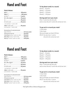 the instructions for how to use hand and foot