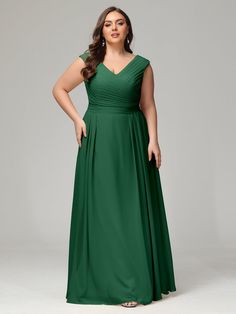 V-back Chiffon Bridesmaid Dress Plus Size Bridesmaid Dress Plus Size, Moss Bridesmaid Dress, Dark Green Bridesmaid Dress, Plus Size Bridesmaid Dresses, Bridesmaid Dresses Chiffon, Chiffon Halter Dress, Emerald Bridesmaid Dresses, Simple Bridesmaid Dresses, Plus Size Bridesmaid