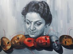 a painting of a woman with boxing gloves