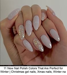 11 New Nail Polish Colors That Are Perfect for Winter | Christmas gel nails, Xmas nails, Winter nail Almonds Christmas Nails, Almond Winter Acrylic Nails, December Nail Ideas Almond, Gel Nails Xmas, Nail Inspo Almond Winter, Simple Holiday Nails Almond, Christmas Nails Acrylic Almond, Winter Christmas Nails Simple, Winter Season Nails