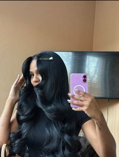 Voluminous Curls, Voluminous Hair, Aesthetic Hair, Jet Black, Cute Hairstyles, Hair And Nails, Black Hair, Black Cat