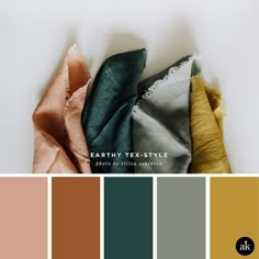 the color palette is earthy, teal, and gold with an assortment of colors to choose from