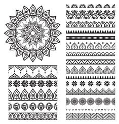 four different patterns in black and white, each with an intricate design on the front