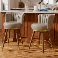 two gray bar stools in a kitchen