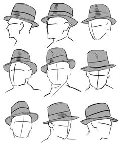 an image of a man's head with different hats