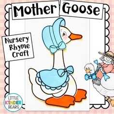 a mother goose and her baby duck are featured in this nursery printable craft kit