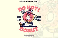 a cartoon donut character holding a doughnut in his hand