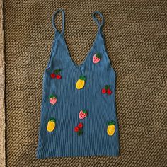 Knit Blue Cami Never Worn Super Cute Knit Fruit Detailing Knit Fruit, Blue Cami, Zara Knit, Zara Tops, Color Blue, Super Cute, Zara, Womens Tops, Fruit