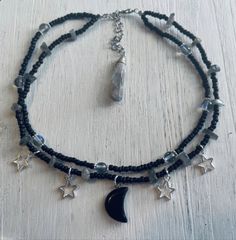 Geneva Ny, Obsidian Crystal, Indie Jewelry, Labradorite Crystal, Dope Jewelry, Crystal Choker, Hippie Jewelry