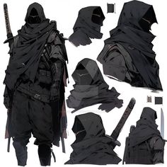 the concept art for an upcoming video game is shown in black and features several different types of armor