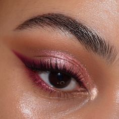 One swipe of our Super Shock Shadow is all it takes to take your eye look to the next level 💖 Re-create this shimmery pink eyeshadow look with a sharp winged liner using a magenta eyeshadow and topping it off with some glitter using our Super Shock Shadow 😍 Shop now at colourpop.com 💜 #colourpopme #colourpop #pinkeyeshadow #pinkglitter #eyeshadowlook Eye Makeup Ideas, Smink Inspiration, Dope Makeup, Makeup Guide, Makeup Eye Looks