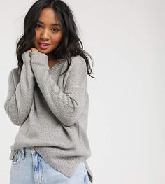 Brave Soul Petite V neck sweater in crystal gray | cozy petites winter sweater in easy to style grey, from Asos | affiliate link | Asos | #asos #sweater #winterstyle #greysweater #petitefashion Petite Loungewear, Easy Wardrobe, Asos Sweater, Petite Sweaters, Wardrobe Outfits, Ponte Pants, Brave Soul, Winter Sweater, Friend Outfits