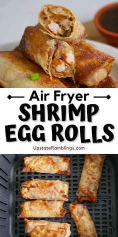 air fryer shrimp egg rolls with text overlay