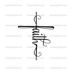 a cross with the word jesus written in cursive writing, on a white background