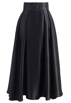 Belted Texture Flare Maxi Skirt in Black - Retro, Indie and Unique Fashion Skirt Png, Skirt Belt, Pretty Style, Looks Chic, Skirt Design, Modest Dresses