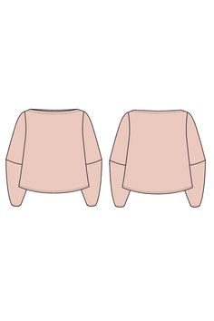 the front and back views of a pink sweater