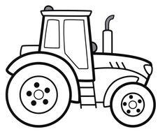 a black and white drawing of a tractor