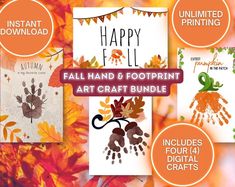 happy fall hand and footprint art craft bundle with free printables for all ages