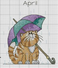 an orange and white cat holding an umbrella