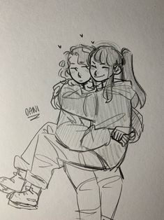 a drawing of two people hugging each other