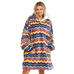 Psychedelic Chevron Fusion Big Blanket Sweatshirt, Adult Hooded Blanket, Hooded Fleece Blanket, Blanket With Sleeves, Sleeves For Men, Big Hoodies, Matching Robes, Men's Robes, Oversized Hoodies