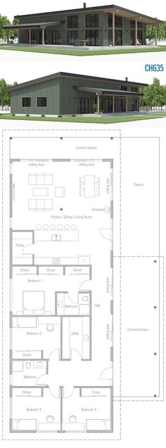 two plans for a house with three levels