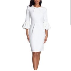 Nwt Betsy And Adam Ivory Dress, Size 8, Fits Like A 6, Stretchy Material Elegant White A-line Dress, Dressy White Midi Mini Dress, Chic White Dresses With Pleated Sleeves, Cream Sheath Midi Dress For Work, Elegant Fitted White Mini Dress, Fitted Dress With Pleated Sleeves For Brunch, Chic White Mini Dress With Pleated Sleeves, White Long Sleeve Dress With Pleated Sleeves, White Fitted Dress With Pleated Sleeves