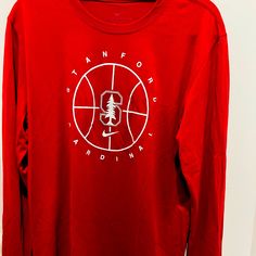 Never Worn Before Long Sleeve Dri Fit Material Womens Standford Basketball Warm Up Tee. Basketball Shirt Designs Ideas, Basketball Spirit Wear, Nike University Red Long Sleeve Tops, Basketball Warm Up Shirts, Basketball Shirt Designs, Basketball Tshirt Designs, Team Shirt Designs, Basketball Tshirt, Tee Ideas