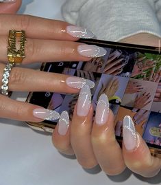 Romantic Nails, February Nails, Classy Acrylic Nails, Nail Style, Soft Nails, Round Nails, Sparkly Nails, Fabulous Nails