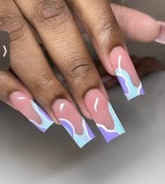 French Tip Freestyle Nails, Acrylic Nail Designs Black Women, Nail Designs Black Women, Acrylic Nail Designs Black, Abstract French Tip, Feminine Nails, Nail Designs Black, Ambre Nails, Nails Baddie