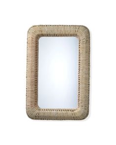 a square mirror made out of wicker