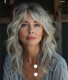 "Elegant Transformations: Gorgeous Hairstyles and Haircuts for Women Over 50. Rediscover Your Radiance! Timeless Looks for Timeless Beauty. Silver Blonde Hair, Grey Hair Inspiration, Long Gray Hair, Haircuts For Medium Hair, Long Layered Hair, Gray Hair, Grey Hair, Hair Transformation