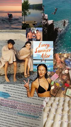 the collage shows people in bikinis and other things that have been placed on them