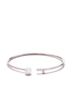 Tasaki 18kt Rose Collection Line Akoya Pearl And Diamond Bangle Cuff Design, Bangle Gold, Bracelet Pearl, Small Leaf, Akoya Pearls, Diamond Bangle, Gold Collection, Gold Bangles, Women Accessories Jewelry