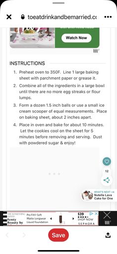 the app is showing instructions for baking