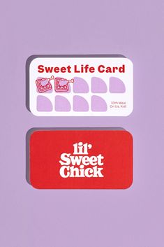 two stickers with the words, sweet life card and it's sweet chick